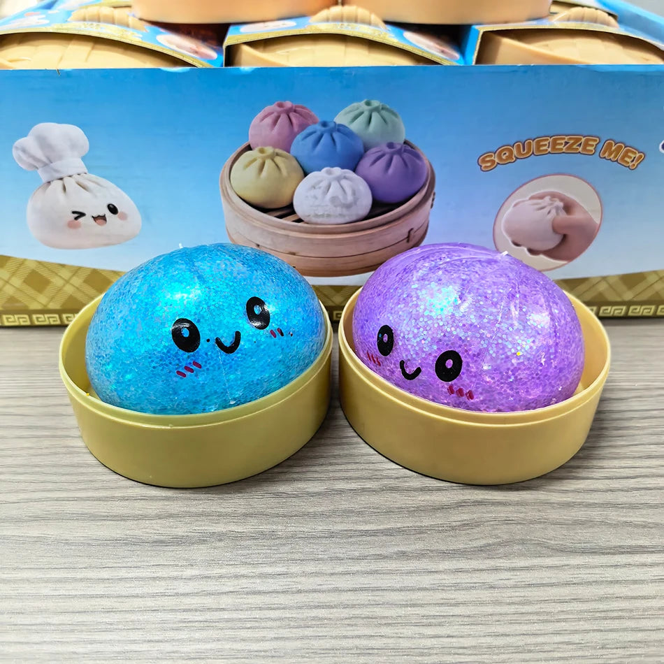 Giant Dumpling Squishies Bun Toy, Slow Rising Glitter Dumpling Stress Ball, Stress Relief Fidget Toy for Home Office toys