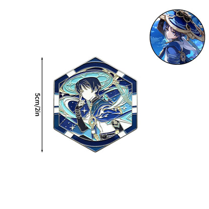 Genshin Impact Hard Enamel Pin Columbina Flins Odette Anastasya Badges Lapel Pin Cartoon Anime Brooches Backpack Decoration