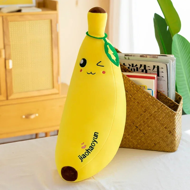 Banana Throw Pillow Long Pillow Cute Lazy Bed Leg Hug Doll Super Soft Girl Doll Squishy Plush Toy
