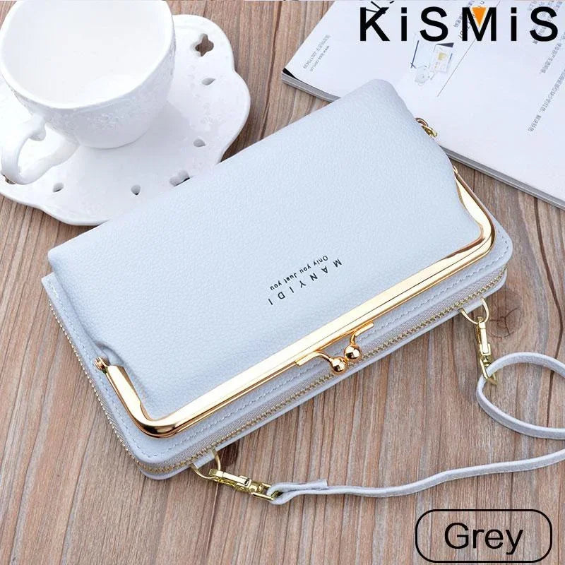 Ladies Crossbody Bag PU Leather Handbag Women Travel Casual Shoulder Bag Everyday Use Double Layer Mobile Wallet Clutch Purse
