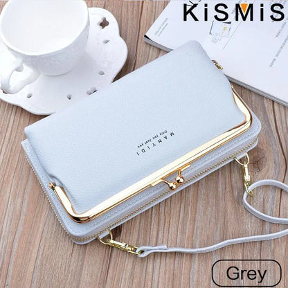 Ladies Crossbody Bag PU Leather Handbag Women Travel Casual Shoulder Bag Everyday Use Double Layer Mobile Wallet Clutch Purse