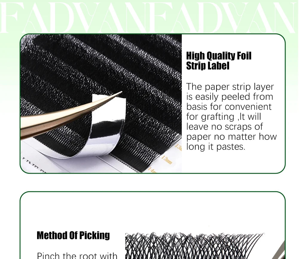 FADVAN 3D/4D/5D W Shaped Double Tips Eyelashes Extensions Natural Softlight Volume Fanning Lashes 0.07 Curl C D Black Eyelashes