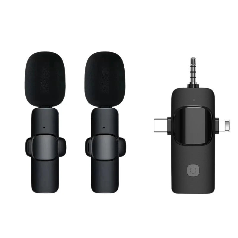 Wireless Lavalier Microphone 1 to 2 with Reverb Monitor Auto Noise Reduction for Video Live Streaming Vlog