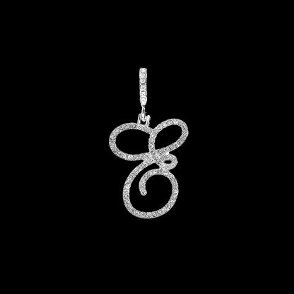 Fashion 26 Cursive Initial Letter Zircon Pendant Necklace For Women Shiny Crystal Alphabet Rope Chain Necklace Hip Hop Jewelry