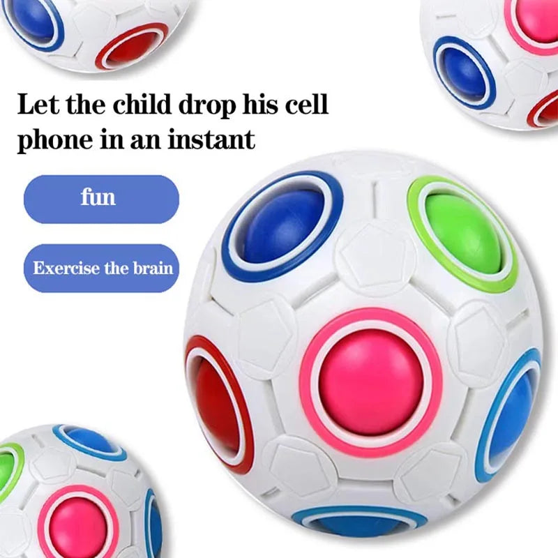 Magic Rainbow Puzzle Ball Cube Speed Ball Fun Brain-training Stress Reliever Fidget Ball Toy Christmas for Kids And Adults