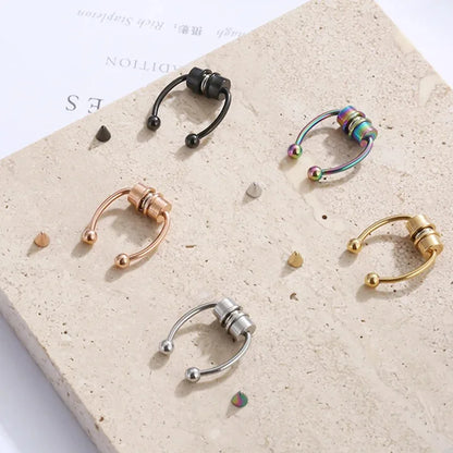 2025 Trendy Piercing Free Magnetic Nose Ring Stainless Steel Horseshoe Non Pierced Goth Punk Fake Hoop Clip on Jewelry Gift