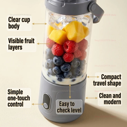 Portable 600ML Juicer Cup 12 Blades for Shakes Smoothies Rechargeable USB Traveling Fruit Juicer Double Cup Fruit Blender