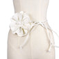 Bohemian PU Leather Waist Belt - Large Flower Tie Wrap Sash with Bow for Dress Decoration