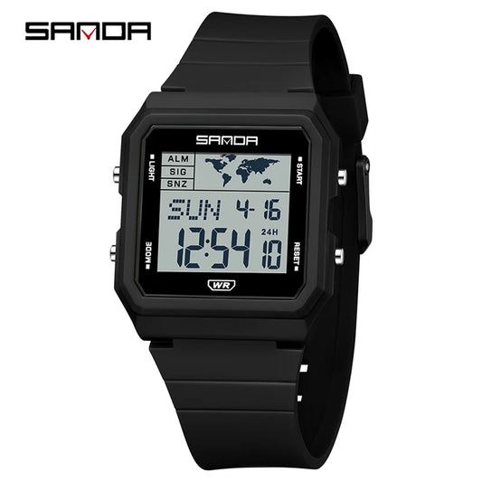 SANDA 2217 Sports Fashion Men Electronic Watches Multifunction Alarm Clock Countdown Luminous Waterproof Men's Digital Wristwatc