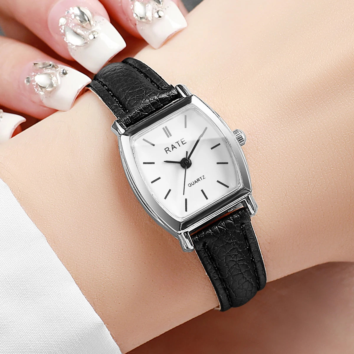 2PCS/Set Fashion Casual Women Watches Leather Strap Quartz Wristwatch Reloj Mujer Girls Clock Gift（Without Box）