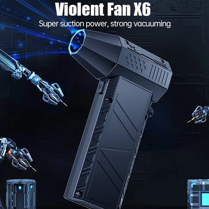 Type-C X6 Violent Fan Powerful Vacuum Dust Cleaner 140000RPM Strong Wind Fast Charging Brushless Turbo Blower Jet for Cleaning