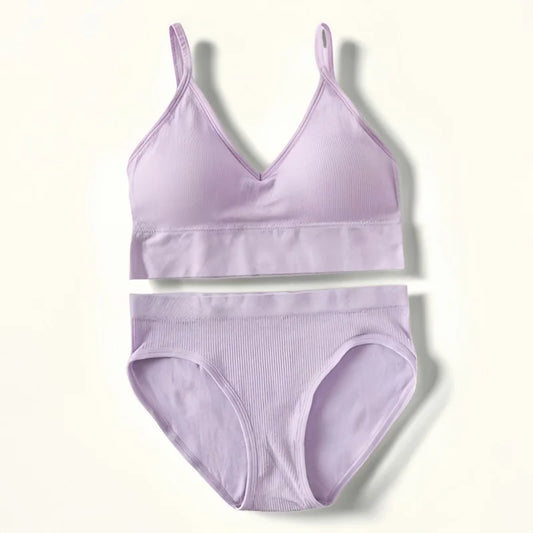 Women Seamless Bra and Panties Set Low Back Bra Sexy Lingerie Set Backless Brassieres Female Crop Top Sport Underwear Set