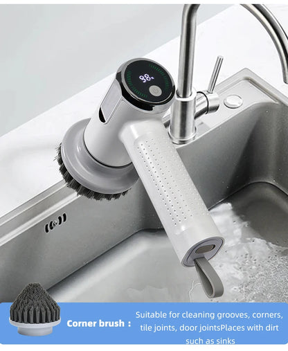 4-in-1 Electric Cleaning Brush IPX7 Waterproof Multi-Functional Wireless Handle Rechargeable Portable Brush For Bathroom Kitchen