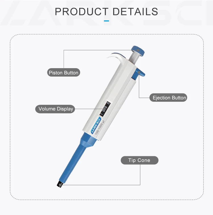 Laboratory Pipette Adjustable Single Channel Digital Micropipette With Pipettor Tips