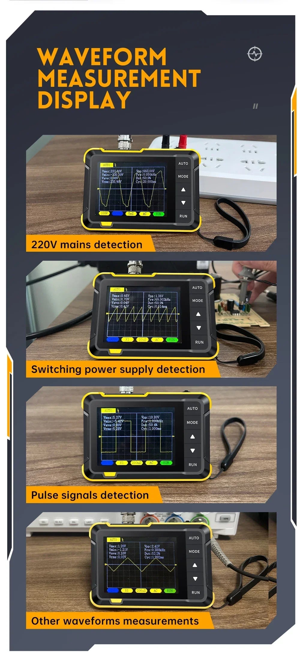 FNIRSI Professional NEW DSO152 Handheld Digital Oscilloscope: 2.5MSa/s Sampling, 200KHz Bandwidth, 800 VPP PWM Output