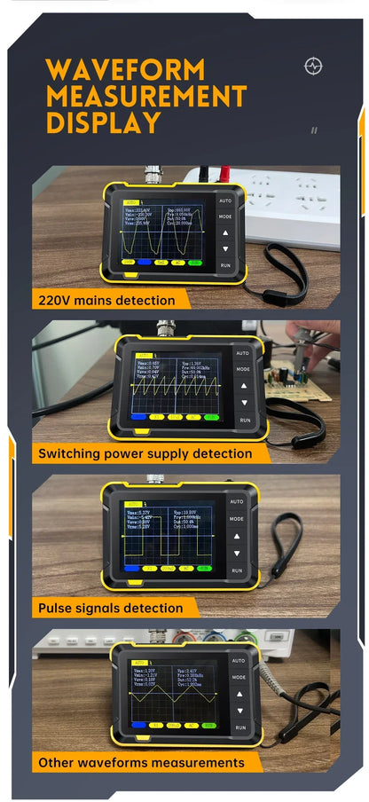 FNIRSI Professional NEW DSO152 Handheld Digital Oscilloscope: 2.5MSa/s Sampling, 200KHz Bandwidth, 800 VPP PWM Output