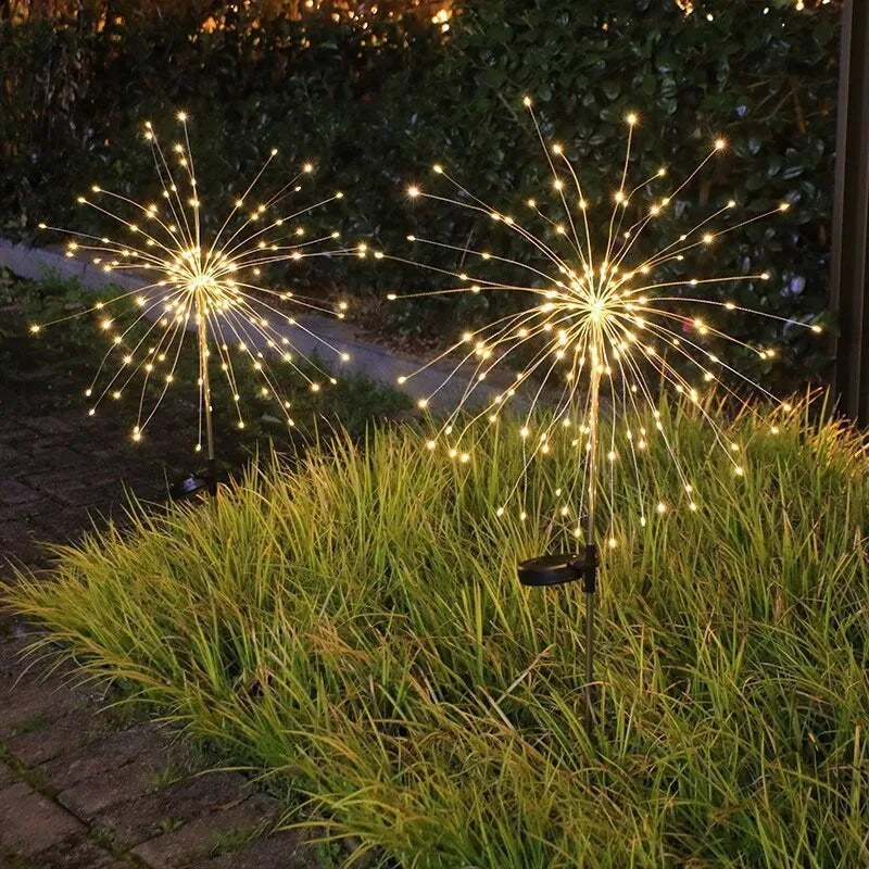 Solar LED Firework Lights Outdoor Dandelion Lamp Waterproof Swaying Starburst Light for Yard Patio Garden Christmas Decor 1-4PCS