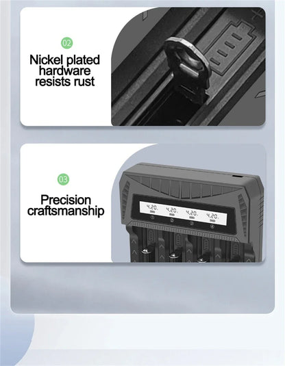 Intelligent LCD Battery USB Charger - 1/2/4 Slots for 18650 4.2V Li-ion & 1.2V Ni-MH AA/AAA Rechargeable Batteries
