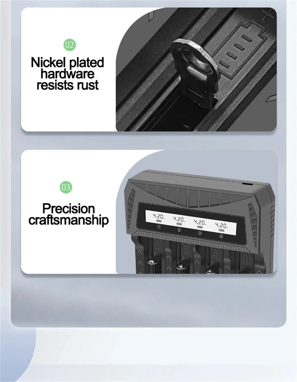 Intelligent LCD Battery USB Charger - 1/2/4 Slots for 18650 4.2V Li-ion & 1.2V Ni-MH AA/AAA Rechargeable Batteries