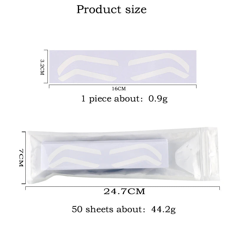 50Pc Disposable Eyebrow Design Stencil Eyebrow Tint Airbrush Auxiliary Sticker For Brows Shaping With Single Eyebrowstype Option