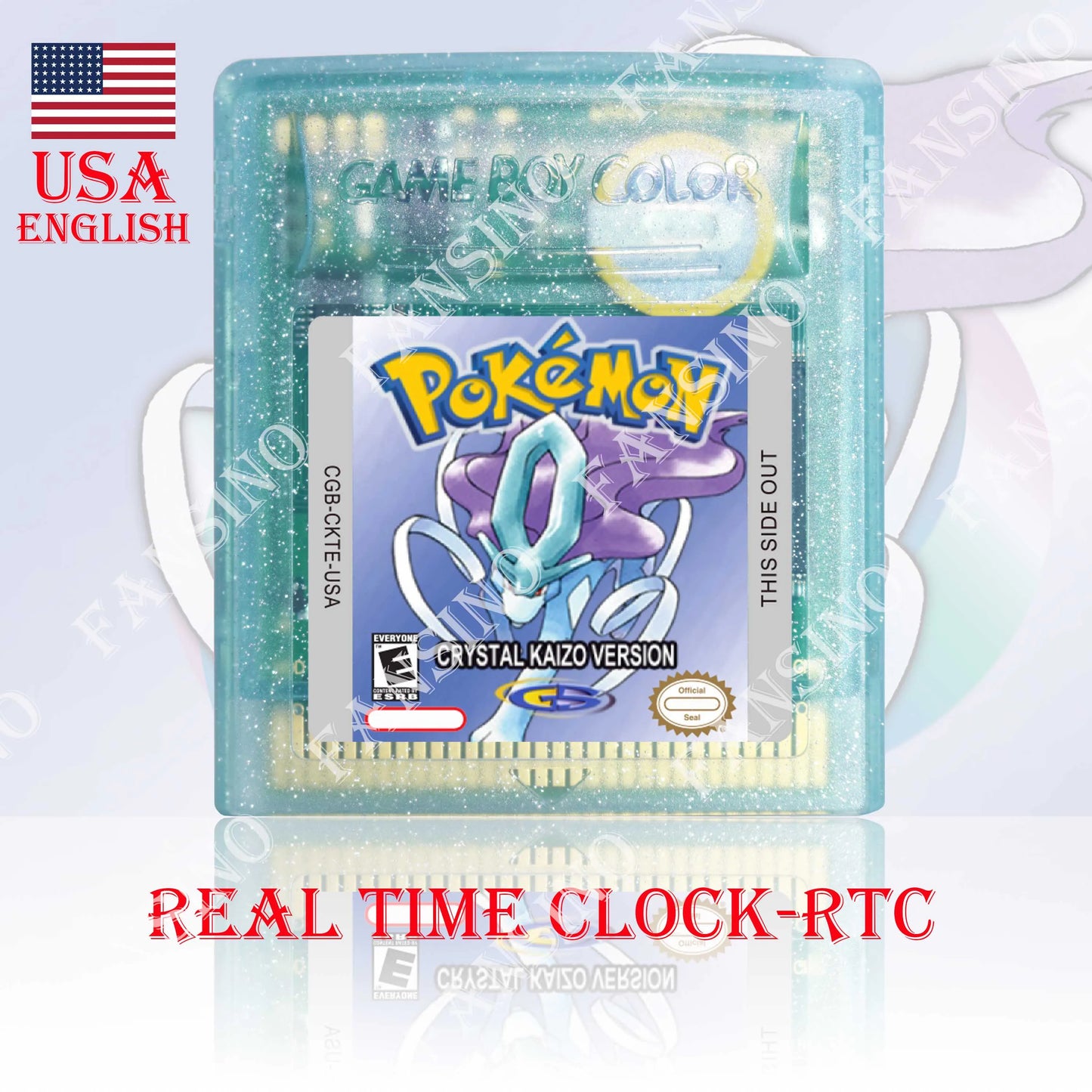 GBC Real Time Clock Pokemon Crystal Kaizo (v1.0) High Quality GBC Video Game Cartridge With Battery For GBA/GBC Series Console