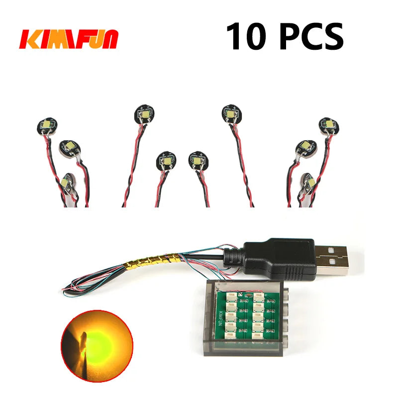 10PCS 0.8mm Pin RGB LED For LEGO Building Blocks USB Lamp DIY Street Light City Electric Decorate 1X1 Brick Compatible All Brand