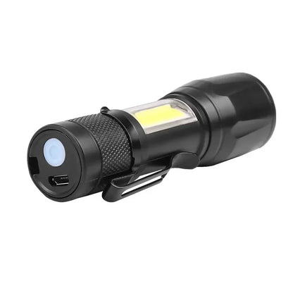 Portable COB+LED Camping Light Flashlight USB Rechargeable Zoom Tactical Torch Lamp Waterproof Emergency Torch Christmas Gift