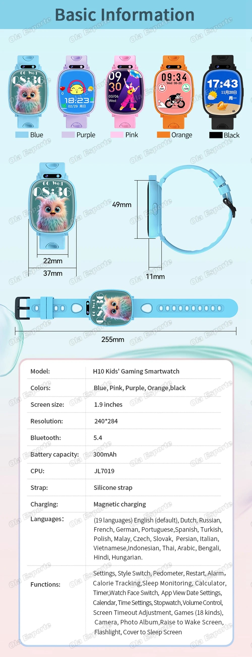 Children's Smart Watch 2026 Camera LED Flashlight Fun Games Stopwatch Calculator Alarm Reminders Boys and Girls Smartwatch HW12