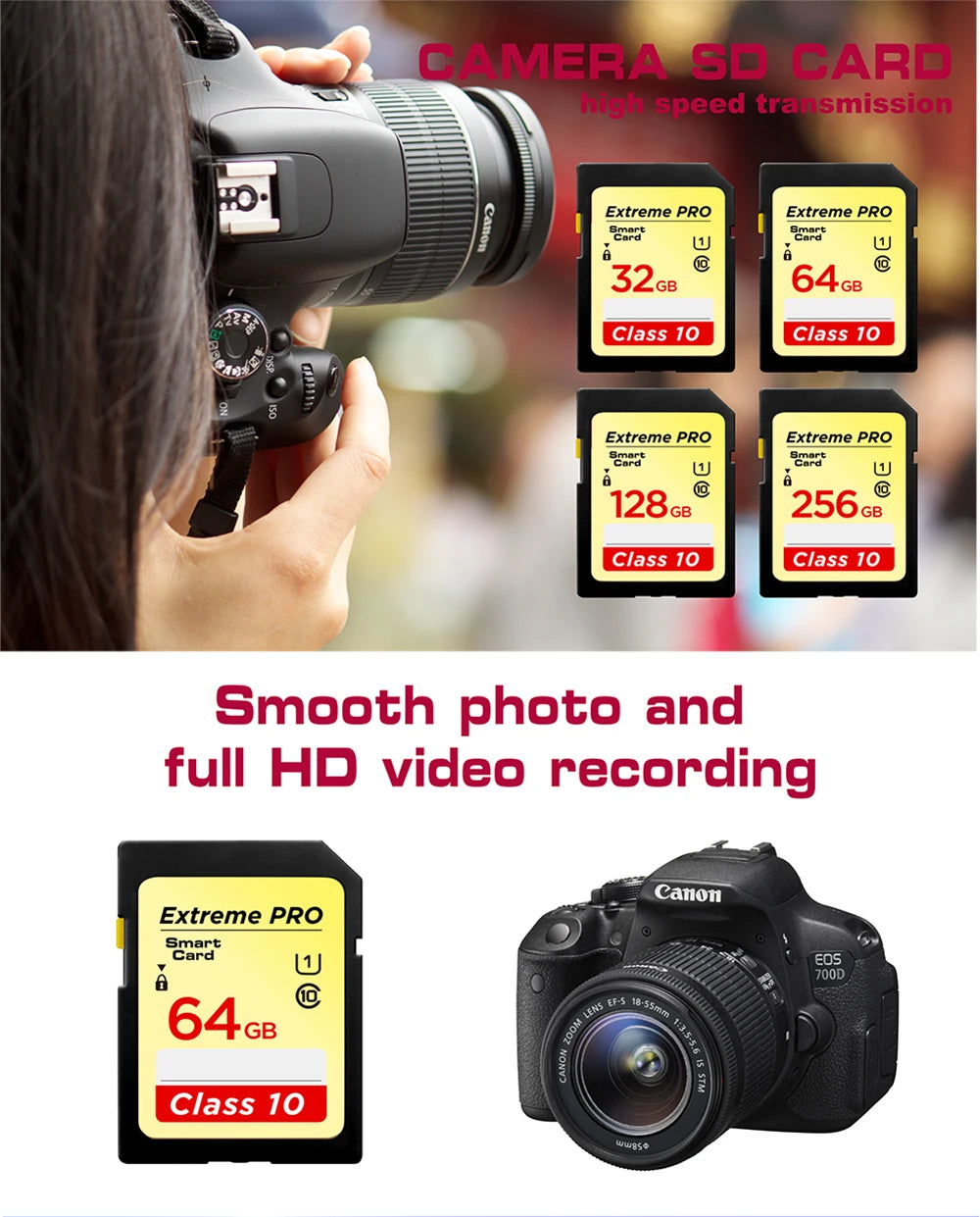 Memory Card Camera 32gb SD1XC SD1HC Card C10 128GB 64GB cartao de memoria  256gb sd card For CANON SONY SRL 16GB 32GB