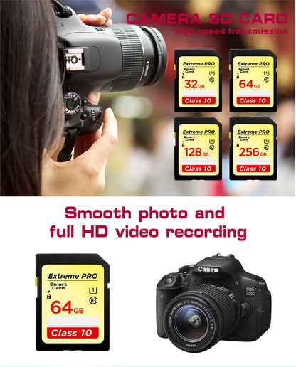 Memory Card Camera 32gb SD1XC SD1HC Card C10 128GB 64GB cartao de memoria  256gb sd card For CANON SONY SRL 16GB 32GB
