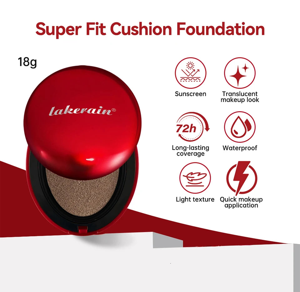 Korean Air Cushion Foundation Natural Moisturizing Coverage 72H Wear Semi-Matte Finish Foundation Women Long-lasting Makeup Base