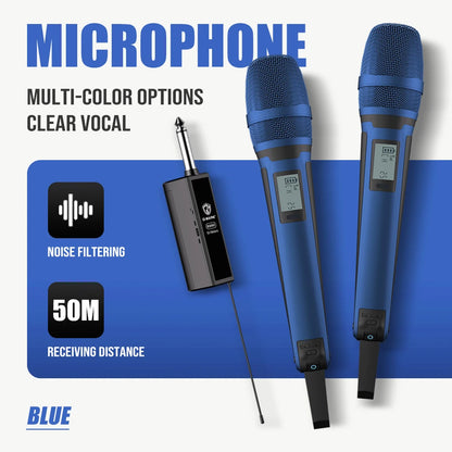 Wireless Microphone G-MARK SKM9000 Professional 2 Channels UHF Frequency Adjustable Metal Handheld Mic For Party Show Teaching