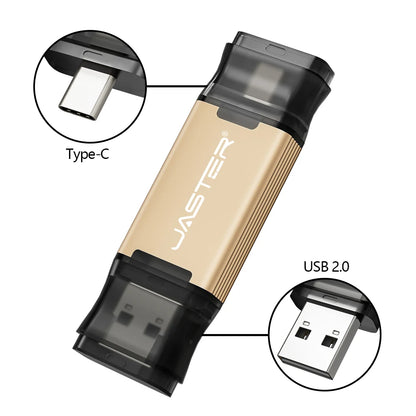 TYPE-C USB Flash Drive 128GB USB-C Memory Stick Business Gift Pen Drive 64GB 32GB Black Blue Golden Pendrive 16GB 8GB 4GB 128MB