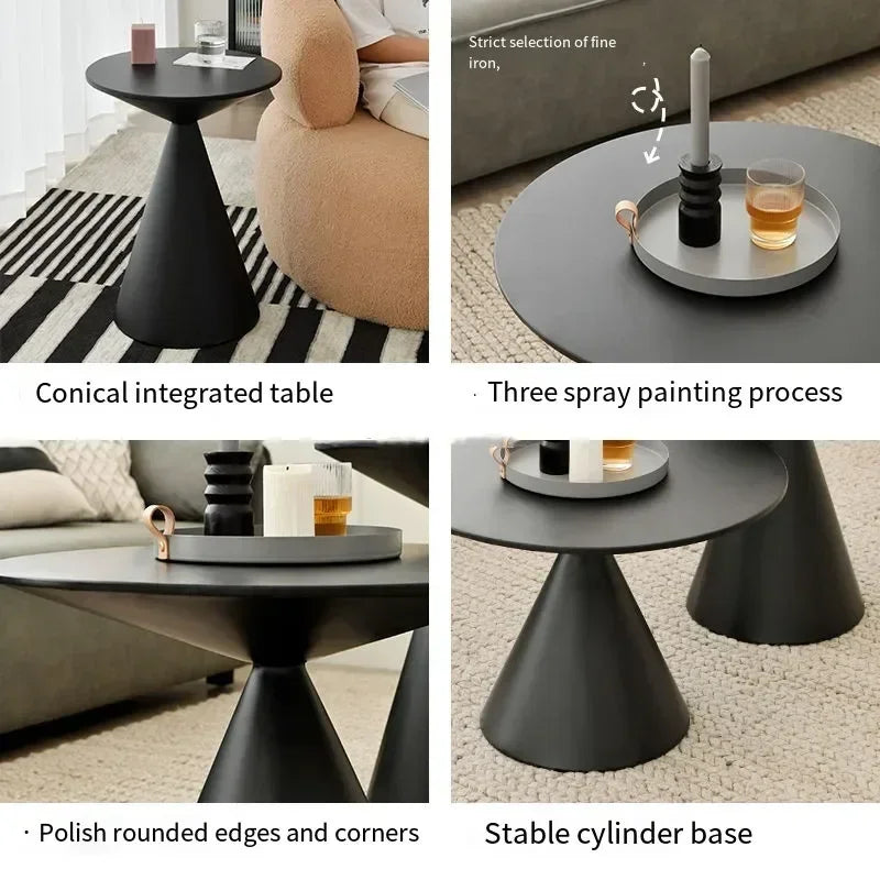 Round Light Luxury Metal Coffee Table Living Room Furniture Sofa Side Tables A Few Balcony Tea Tables Bedroom Nightstand