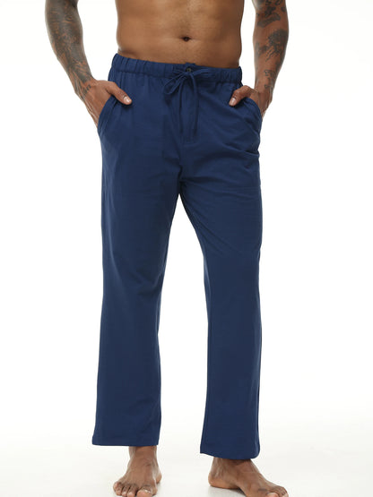 Men's Casual Linen Cotton Yoga Pants Breathable Loose Sweatpants Beach Trousers Lounge Pants Elastic Waist Fitness Pants