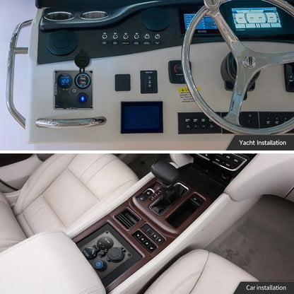 12v Usb Dual Car Cigarette Lighter Socket Charger Mobile Phone Power Waterproof Usb Port Adapter 5v Sockets Voltmeter Digital