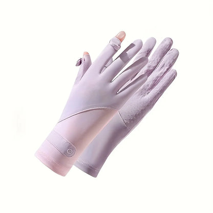 Summer Gloves Breathable Women Thin Ice Silk Cycling Driving Gloves Touch Screen Quick Dry Sunscreen Non-slip Riding Gloves