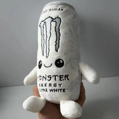 Zero Sugar White Monster Energy Drink Plush Toy Simulation Can Stuffed Doll Cute Soft Figure Decor Gift for Friend Home Ornament