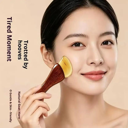 Natural Facial Beauty Massager Lotus Seedpod Brass Bead Rosewood Gua Sha Tool Non-Irritating for Gentle Face Lifting Massage
