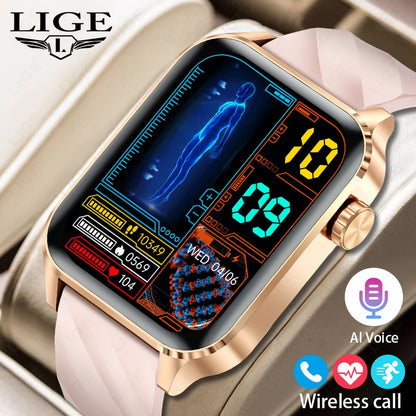 LIGE Smartwatch dla mężczyzn i kobiet Luksusowy Wodoszczelny Zegarek Sportowy z Pełnym Ekranem Dotykowym Smartwatch Fitness dla Xiaomi Huawei Android iOS iPhone