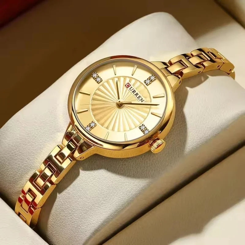 CURREN 9097 Elegant Women's Quartz Watch Luxury Stainless Steel Strap Women's Watch часы женские наручные