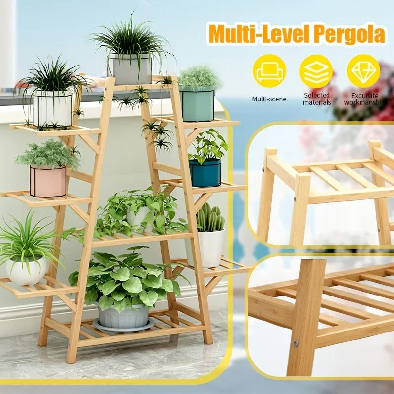 New Multi Layer Triangular Flower Stand Shelves, Indoor Outdoor Floor Plant Pot Rack for Balcony Living Room Garden Decor