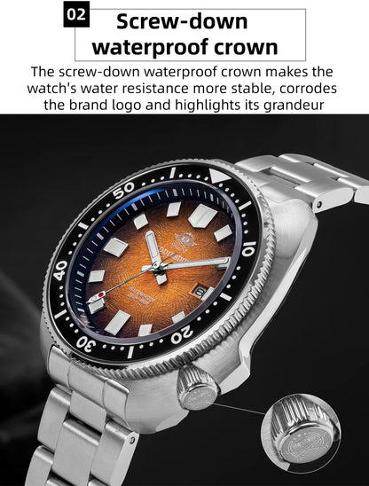 ADDIESDIVE New 43.8mm Watch for Men Dive AD2511 Luxury Sapphire Quartz Wristwatch 100m Waterproof Stainless Steel Luminous Watch