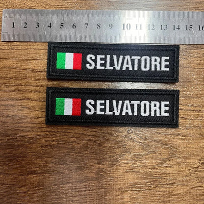 Custom Name Embroidery Patch Army Black Patches US Brazil France UK Country Flag Personalized For Jacket, Bag, Coat; 2 Pcs/ Lot