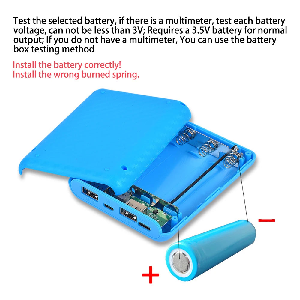 New Portable DIY Power Bank Box 4x18650 Battery Charger Case Fast Charging Case Solderless Power Bank Shell Batteries Charging