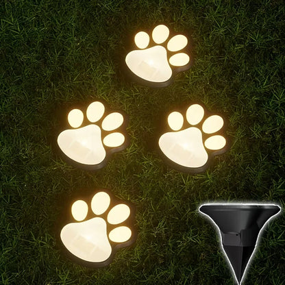 Outdoor  Paw Print Lights LED Solar Light Waterproof Dog Cat Animal Paw Print Light Path Lawn Lamp for Garden Patio Lawn Camping
