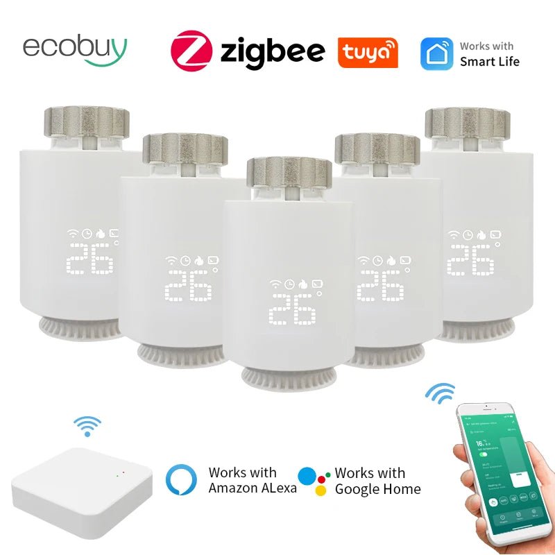 Tuya Zigbee Thermostatic Valve Radiator Zigbee Thermostat Smart Thermostatic Radiator Valve Head Temperature Controller Alexa