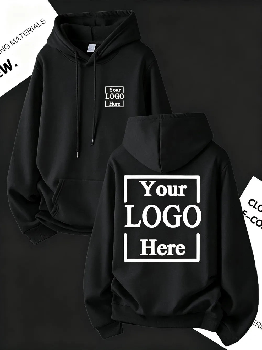 Customize Womens Hoodies Street Oversized Pocket Sweatshirts Hip Hop Unisex Tops DIY Your Logo/Graphic Pullovers Woman Clothes
