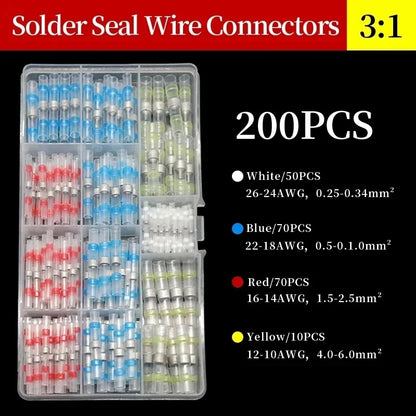 10 ~ 500pcs Solder Seal  Wire Connectors Kit Heat Shrink Butt Crimp Terminals Waterproof Electrical Cable Splice Connector