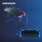 47"/55"/63" Gaming Desk with LED Lights, Carbon Fibre Surface Gaming Table, Large Computer Desk Ergonomic Home Office Desks, Z Shaped PC Gamer Workstations with Cup Holder & Headphone Hook, Black